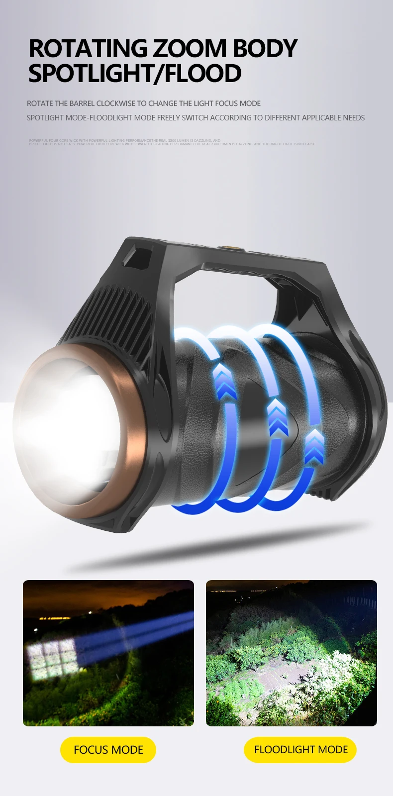 

Led Spotlight XHP99 Work Light Lamp COB Camping Lantern USB Rechargeable Flashlight Searchlight Emergency Torch Built-in Battery