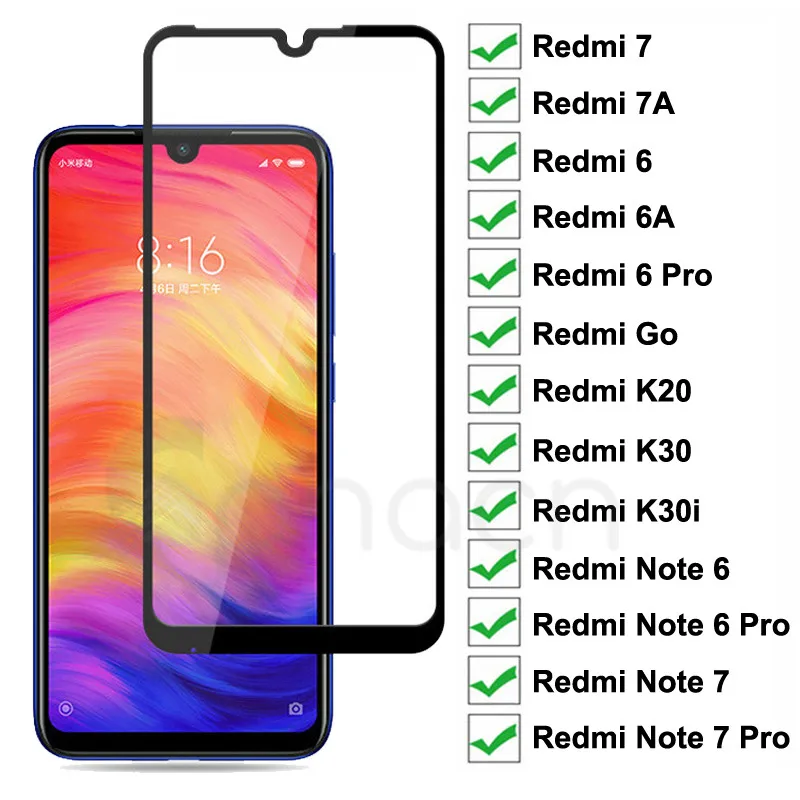 Защитное стекло для Xiaomi Redmi 7 7A 6A 6 K30 Pro Go K20 K30i закаленное 9D | Мобильные телефоны и