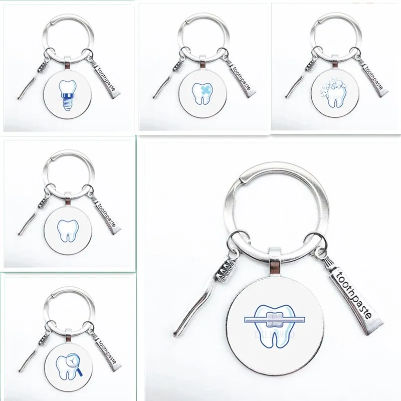 

Dental alloy key chain key ring, creative fashion pendant car key chain wallet key ring, men and women key chain pendant