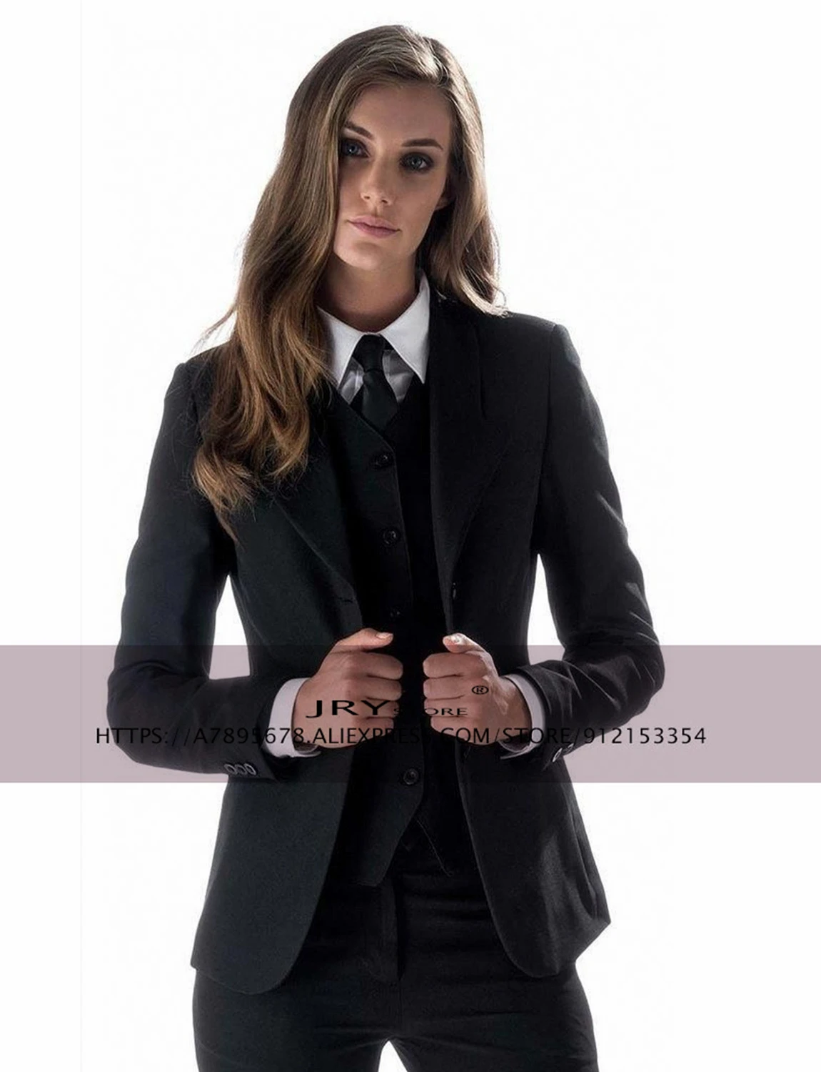 Women's 3-piece Slim Fit Work Wear Business Office Jacket Blazer + Trousers + Vest Party Tuxedo
