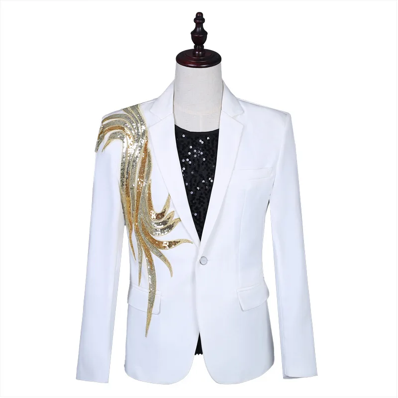 

Male singer young host suit dress 2021 new Decal large studio emcee suit