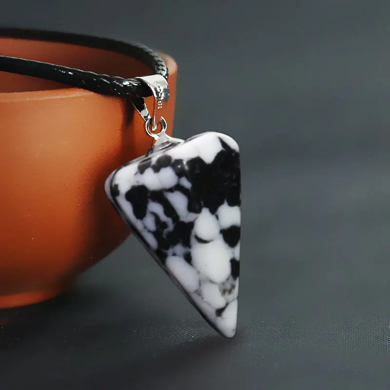 Мужские и женские цепочки из натуральной кожи ожерелье с кулоном конического