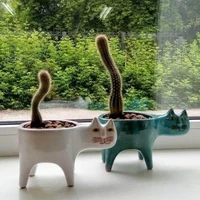 15 9 cm cute cat ceramic garden flower pots succulent planter plant container desktop cartoon animal ornaments garden pot