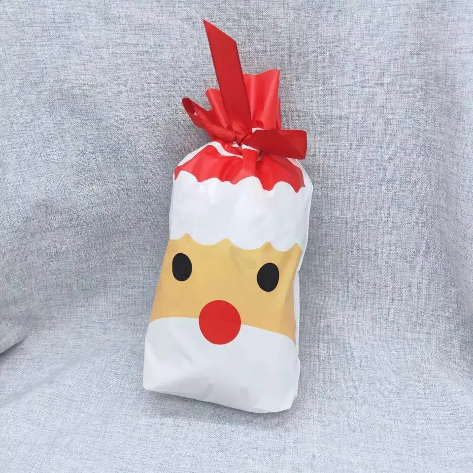 Santa Claus 50/100p 23x15 см Рождественская пластиковая сумка на шнурке для конфет и печенья закуски день рождения Свадебный декор Подарочная сумка новогодние подарки - Цвет: Santa Claus