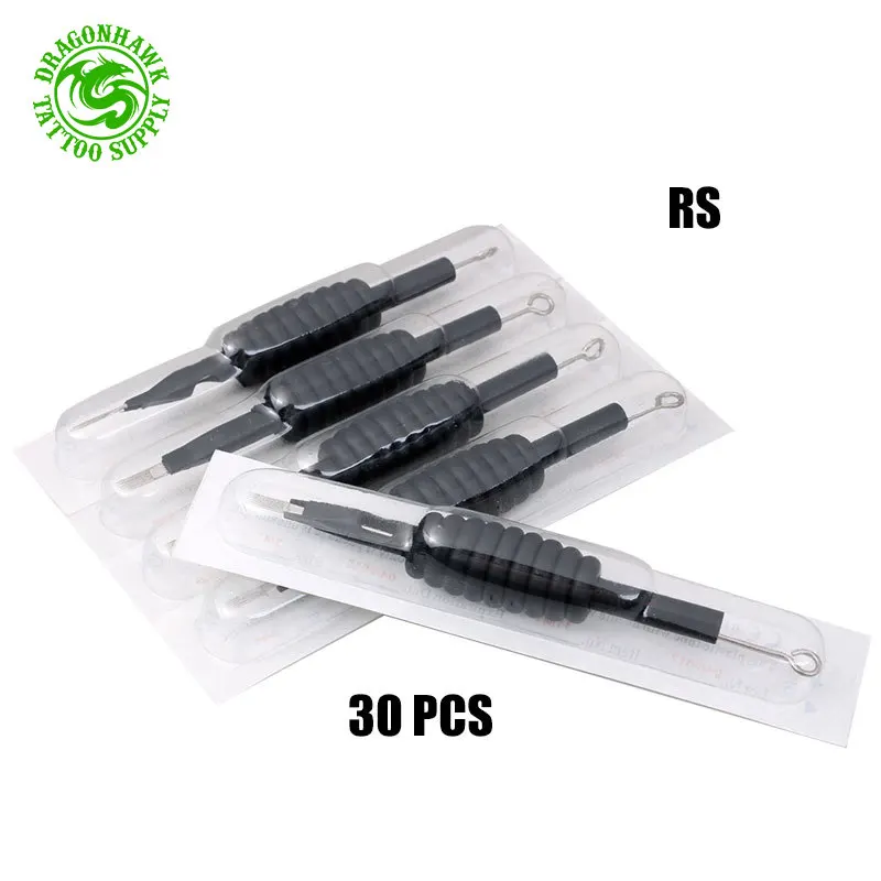 30 шт 19 мм RS одноразовая ручка для тату с иглами круглые шейдеры черные