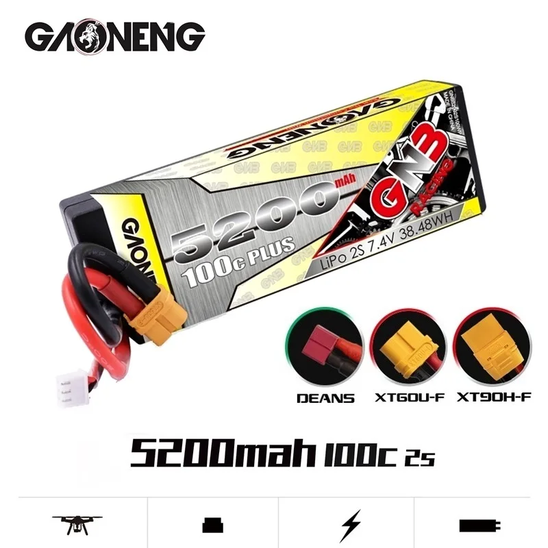

GNB 7.4v 5200mAh 100C PLUS LiPo Battery For Remote Control Car Racing Spare Parts With Shell Upgrade LiHV 2S Battery