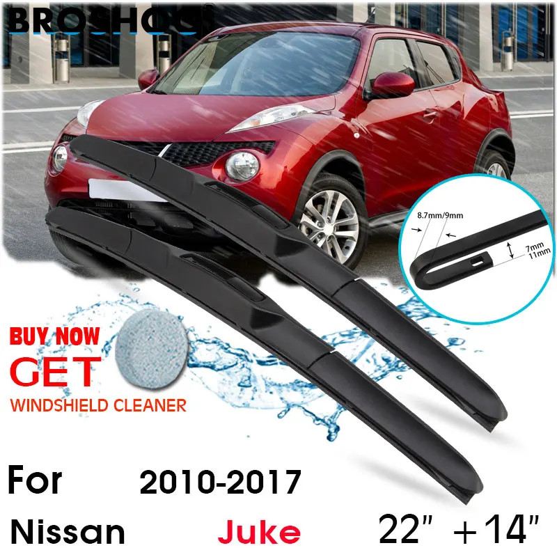 Car Wiper Blade Front Window Windscreen Windshield Wiper Fit Blade Accessories For Nissan Juke 22''+14'' 2010-2017 Fit Hook Arm