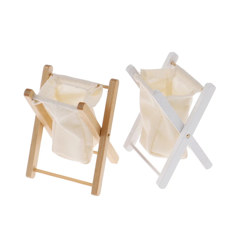 

1/12 Scale Dollhouse Miniature Wooden Folding Clothes Storage Basket DollHouse Decor Accessories