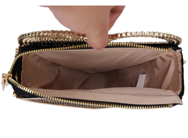 

Luxury Heart Shaped Diamond Evening Clutch Bag Women 2021 New Purses and Handbags Designer Hollow Out Metal Shoulder Chain Bag