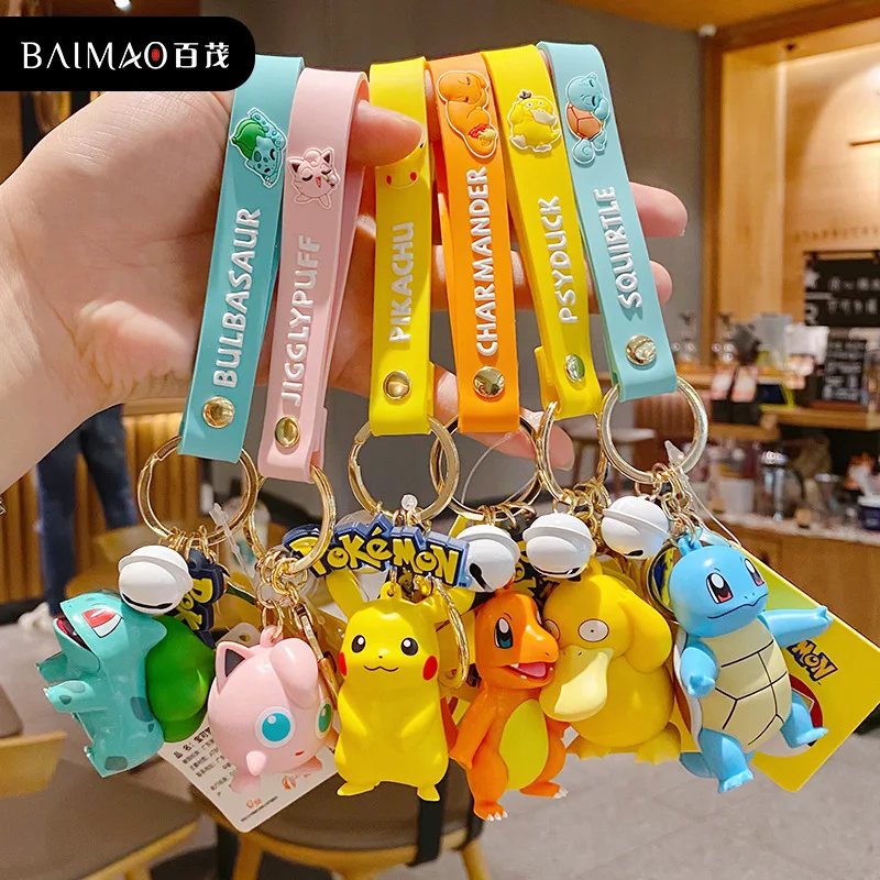 

Genuine Pokemon Pikachu Mobile Lanyard Jenny Turtle Cartoon Anime figure Doll Car Keychain Bag Key Chain Key Rope Birthday Gifts