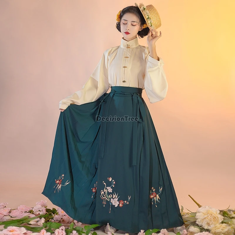 

2022 chinese traditional festival folk dance clothes hanfu women girls vintage retro fairy oriental costume dance dress hanfu