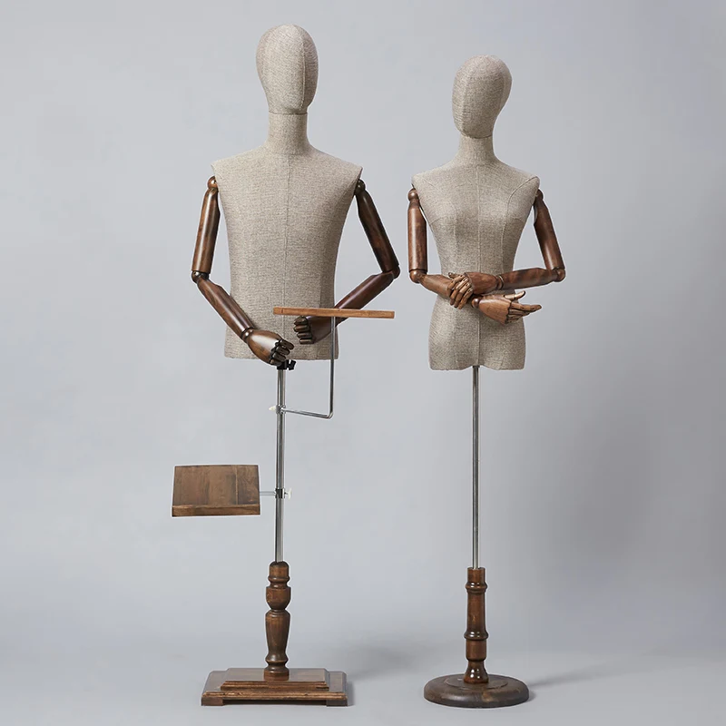 

Fabric Mannequin Half Wrapped Cloth People Platform Men's and Women's Suits Dress Display Rack Model