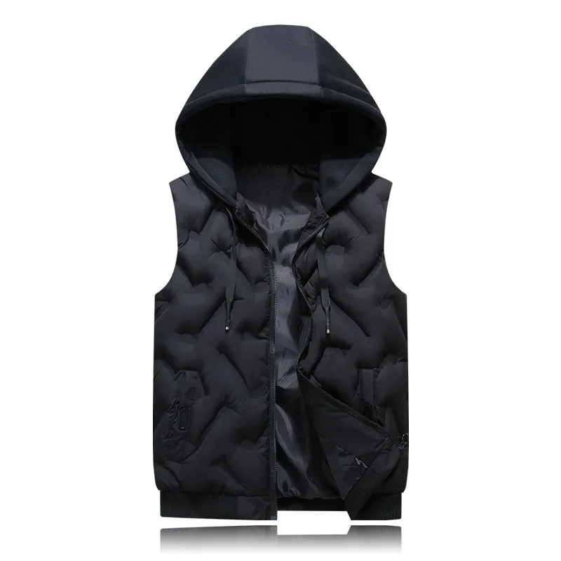 Мужской жилет новинка стильный 2018 Осень зима теплый без рукавов шапка куртка с