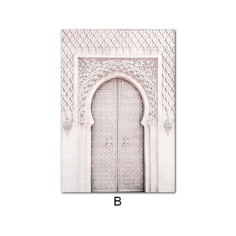 Марокканская Арабская архитектура двери холст живопись Туризм Ретро плакат