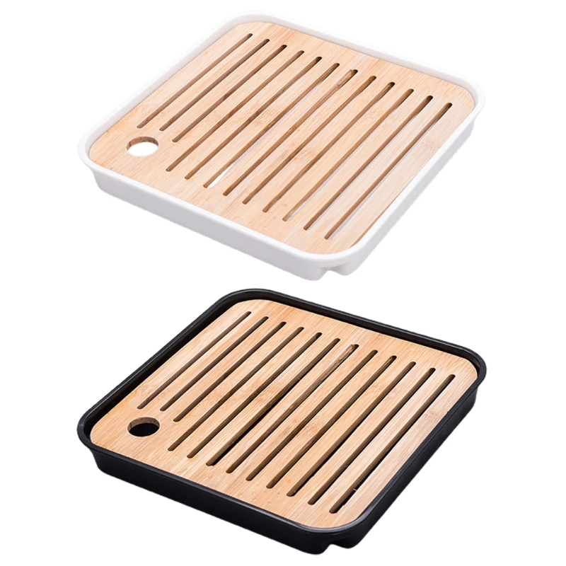 

Square Simple Dry Soak Tea Tray Eco-Friendly Wooden Drainage Water Storage Kung Fu Tea Board Table High Quality Room