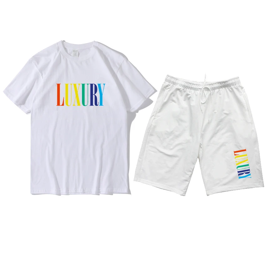 

Luxury short sleeve T-shirt luxury shorts men's suit - combination