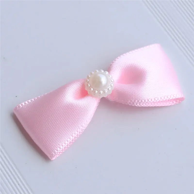 100 шт./лот мини маленькая лента жемчуг бант заколки для девочек украшение