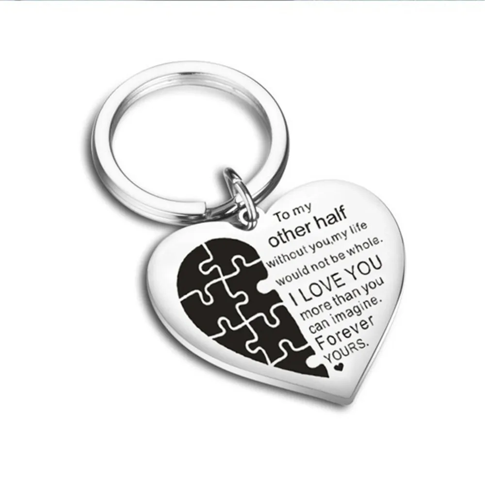 (Для моей другой половины) брелок с выгравированными буквами в форме сердца