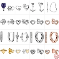 2022 new fashion silver earring 925 sterling silver asymmetrical heart hoop stud earrings for women jewelry gift free shipping