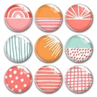 Ручная работа розовая точка синий геометрический узор круглые фото стеклянные кабошоны демонстрация плоская задняя сторона DIY ювелирные изделия