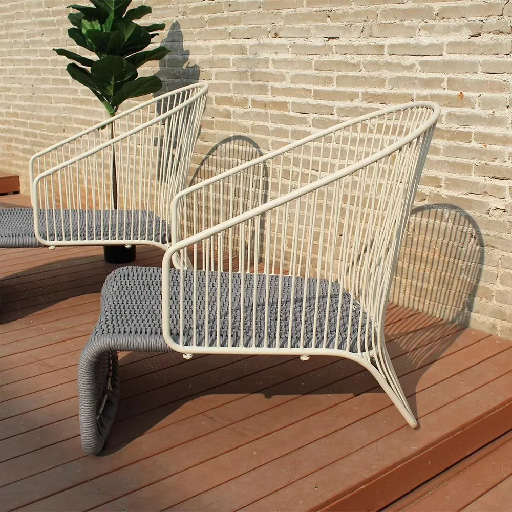 

Уличное кресло из ротанга в скандинавском стиле для балкона, мягкий дизайн, для сада, двора, из алюминиевого сплава, с веревкой, для одного че...