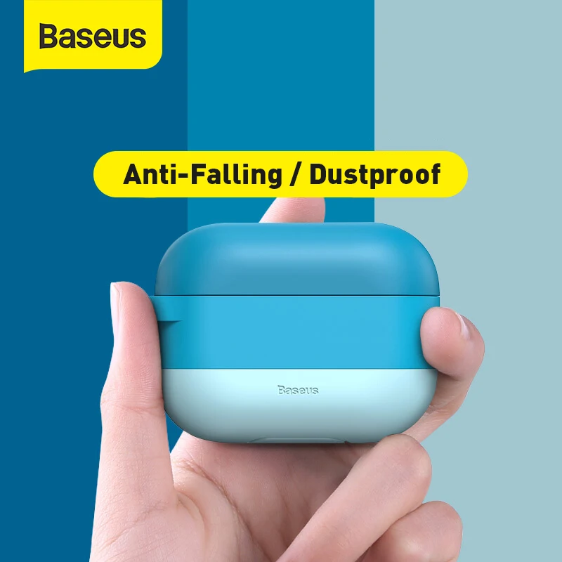 Цветной чехол Baseus для Airpods Pro с крючком TWS Bluetooth наушники мягкий силиконовый