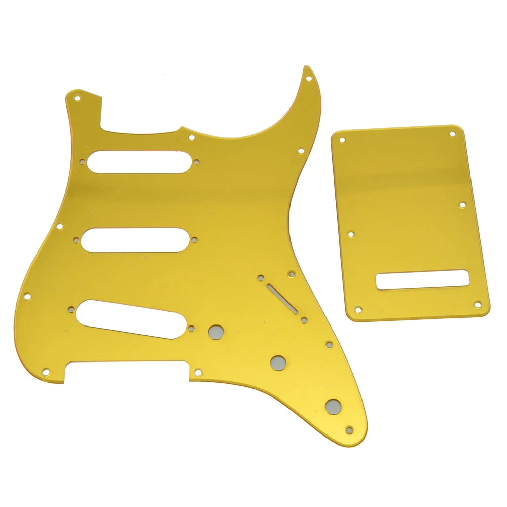 

11 Holes Gold Mirror ST SSS Electric Guitar Pickguard & Back Plate & Screws for Mexico/USA Modern Strat Guitar Accessories