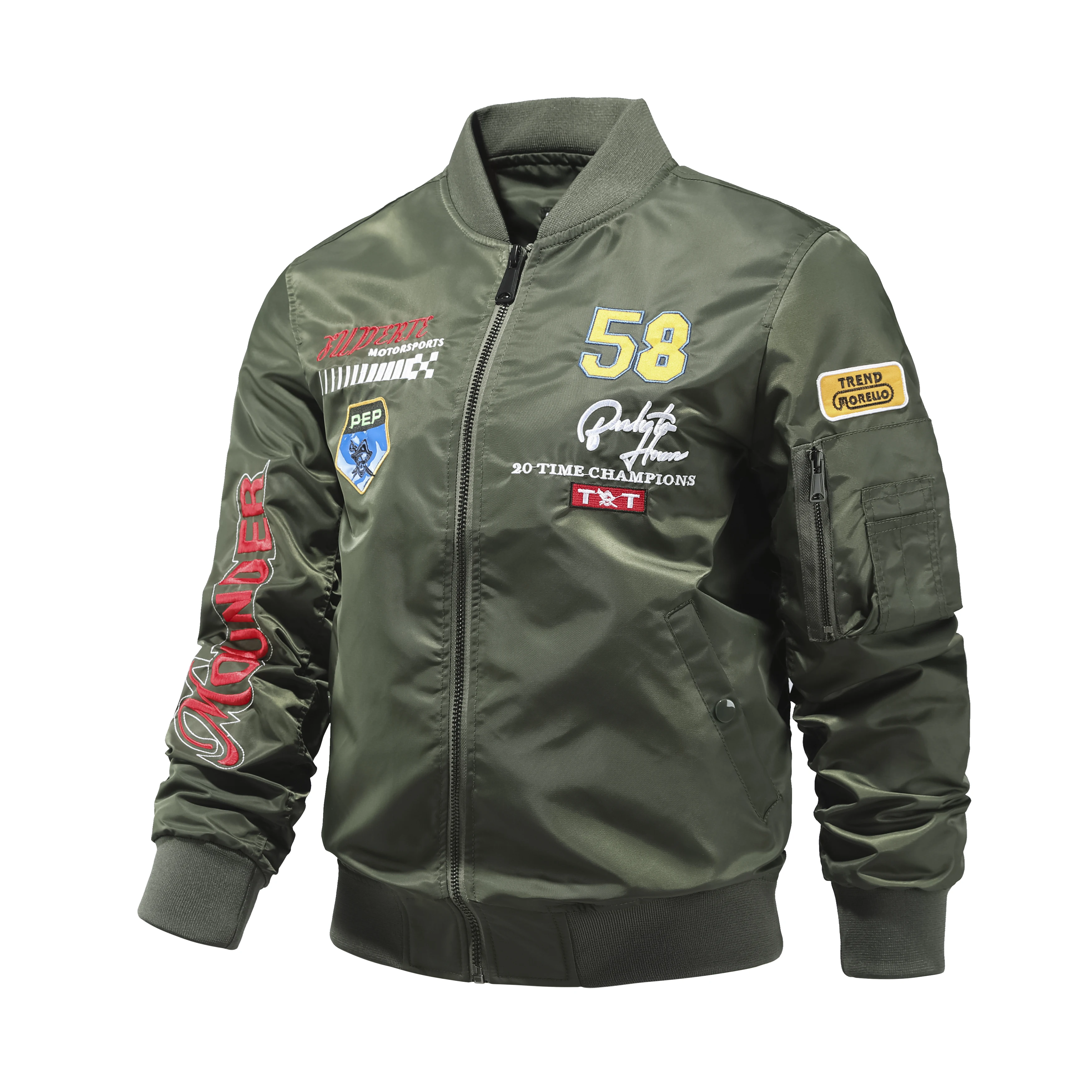 Мужская куртка-бомбер с вышивкой свободная плотная бейсбольная в стиле ВВС