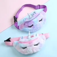 unicorn design handbag for children fashion fanny pack girl wasit belt bags winter fur sac christmas girls gift bag
