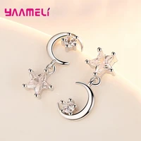 popular moonstar charm drop earrings fine 925 sterling silver white cubic zircon eco friendly ear brincos decoration jewelry