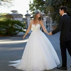 Роскошное Свадебное платье с рукавами 34, бальное платье из чистого белого тюля с бусинами, свадебные платья со шлейфом, свадебные платья, бальное платье