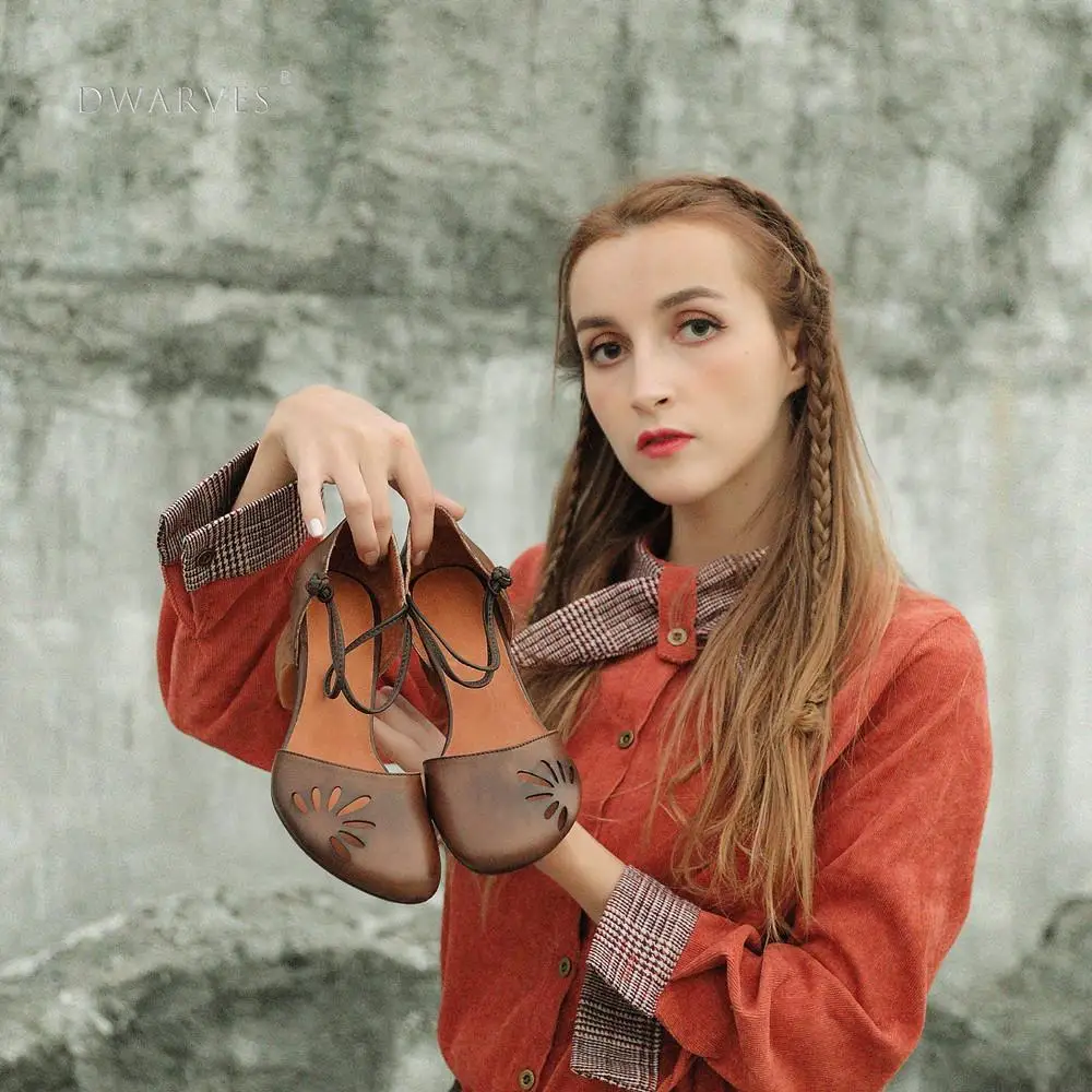 Кожаные туфли лодочки ручной работы Mori Girl Туфли Мэри Джейн на каблуке в стиле