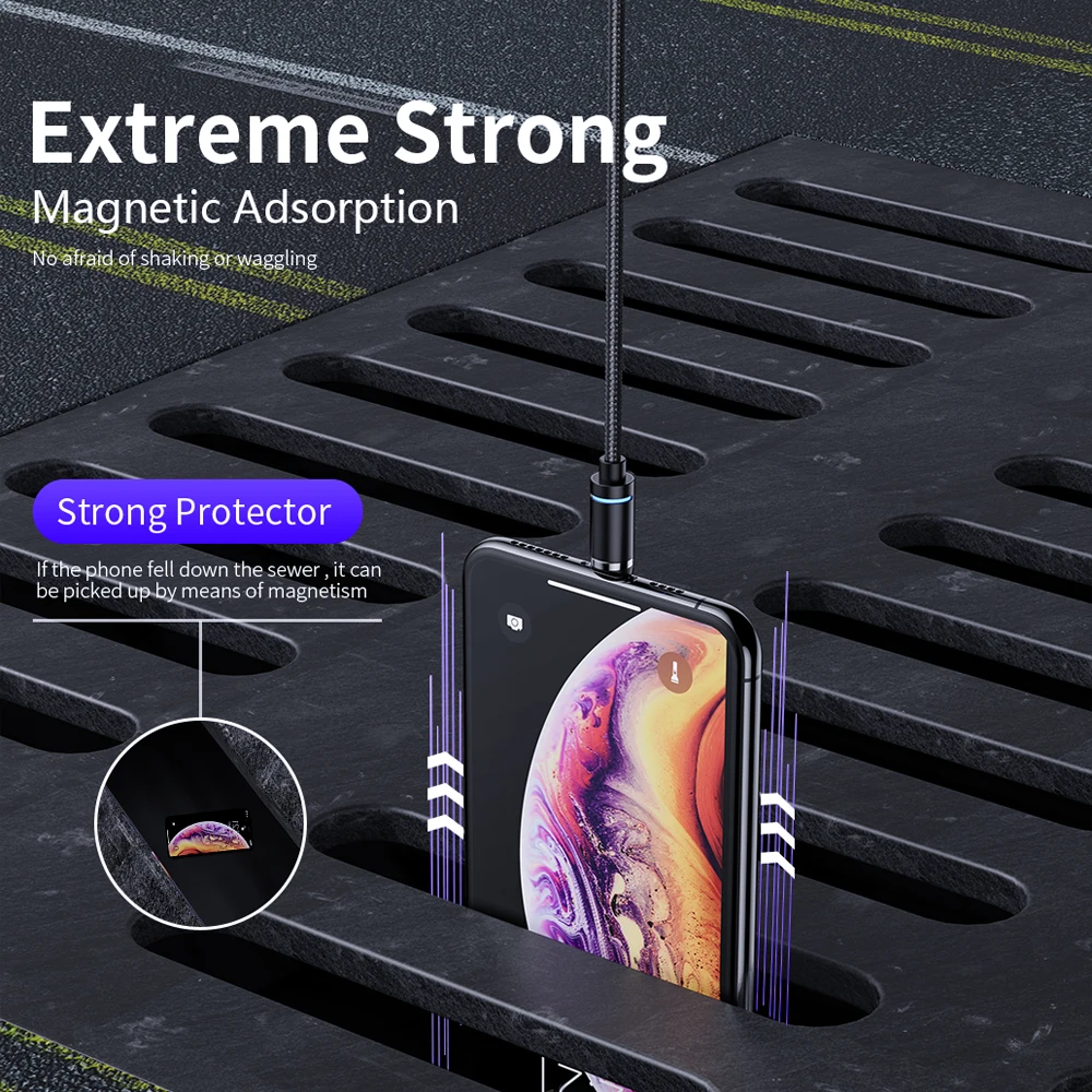 

Magnetic Cable Fast 3A For iPhone 11 Samsung Charger Quick Charge 3.0 Micro USB Type C Magnet Phone Charging Data Cord