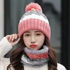 Новинка 2021 г., женская шапка и шарф Zhaoyuan на осень и зиму, плотная вязаная теплая шапка, шарф, ветрозащитная сшитая шапка, шапка с узором, наборы 2