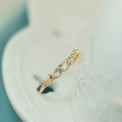 Три цвета Женское кольцо принцессы с цирконием и короной три размера