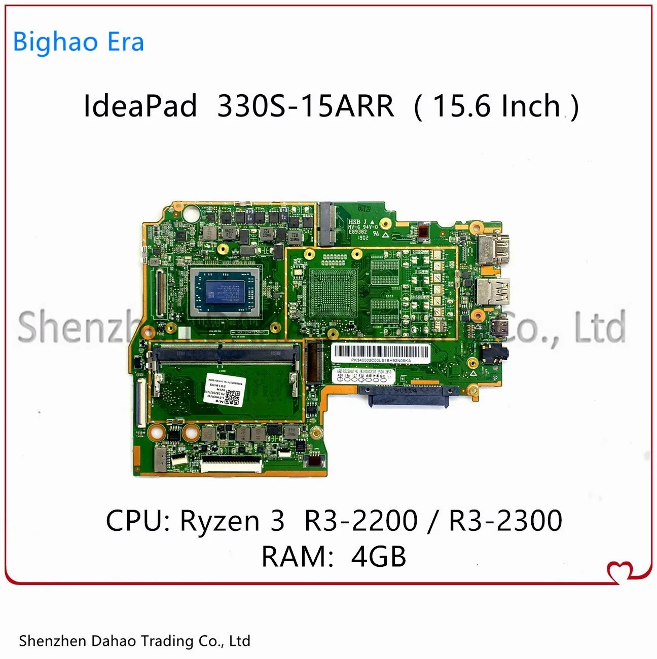 

New Origina For Lenovo Ideapad 330S-15ARR Laptop Motherboard with Ryzen 3 R3-2200 CPU 4GB-RAM DDR4 FUR: 5B20R27415 5B20R27410
