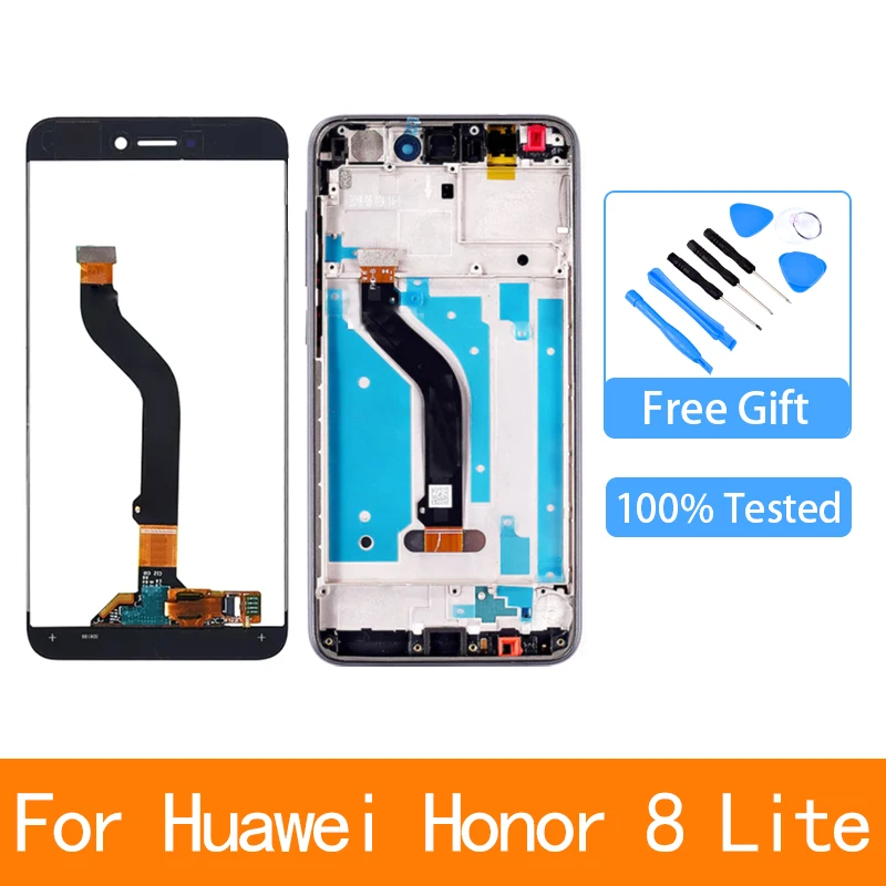

Дисплейный модуль для Huawei Honor 8 Lite, 5,2 дюйма, для Huawei Honor 8 Lite, LCD PRA-TL10, PRA LX1, LX3, сенсорный экран, дигитайзер в сборе, Замена с рамкой
