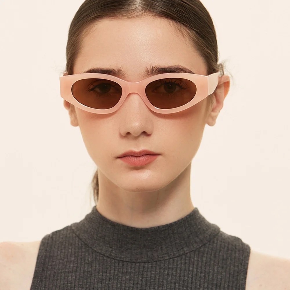 

2021 Vintage Oval Cat Eye Sunglasses Women/Men Brand Designer Black White Eyeglasses Street Beat Shade Oculos De Sol Gafas UV400