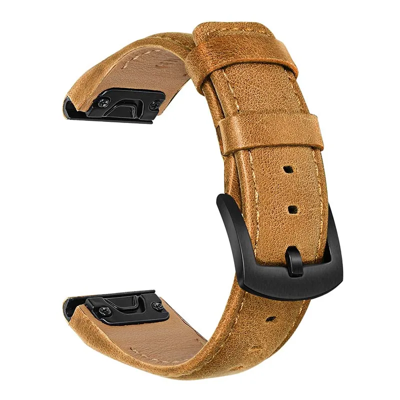 Light Brown Quick Fit Кожаный ремешок для часов 22 мм для наручных часов Garmin Fenix 6/6 iPad Pro/5/5 Plus/Forerunner 945/935/подход S60/инстинкт ремешок для часов - Цвет ремешка: Light Brown