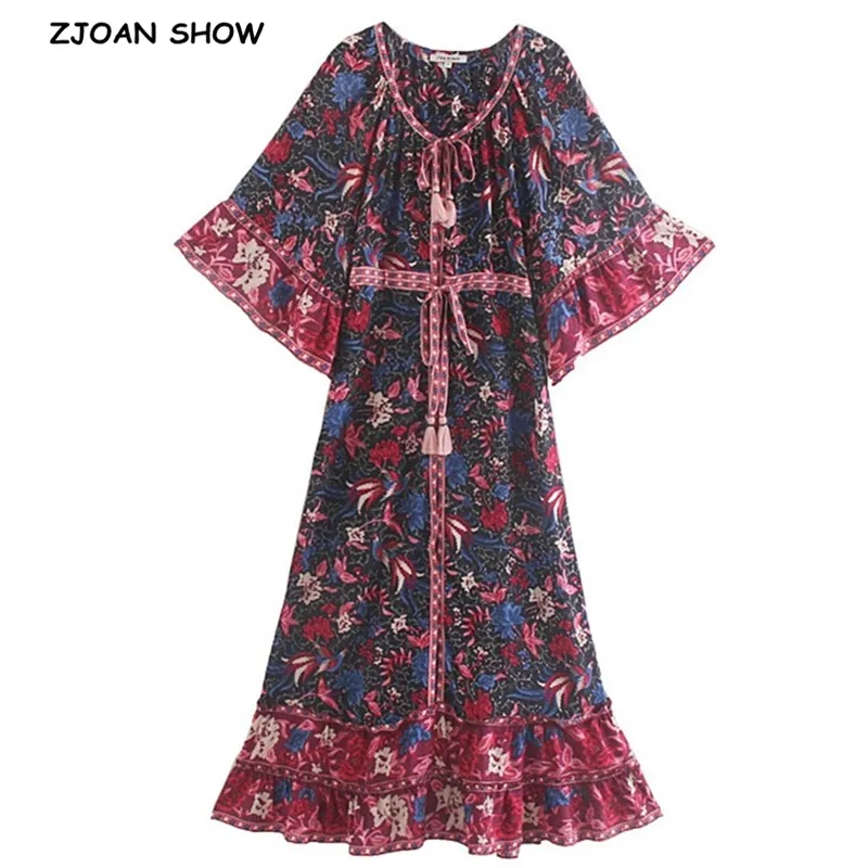 Женское длинное платье рубашка праздничное однобортное макси синего и красного