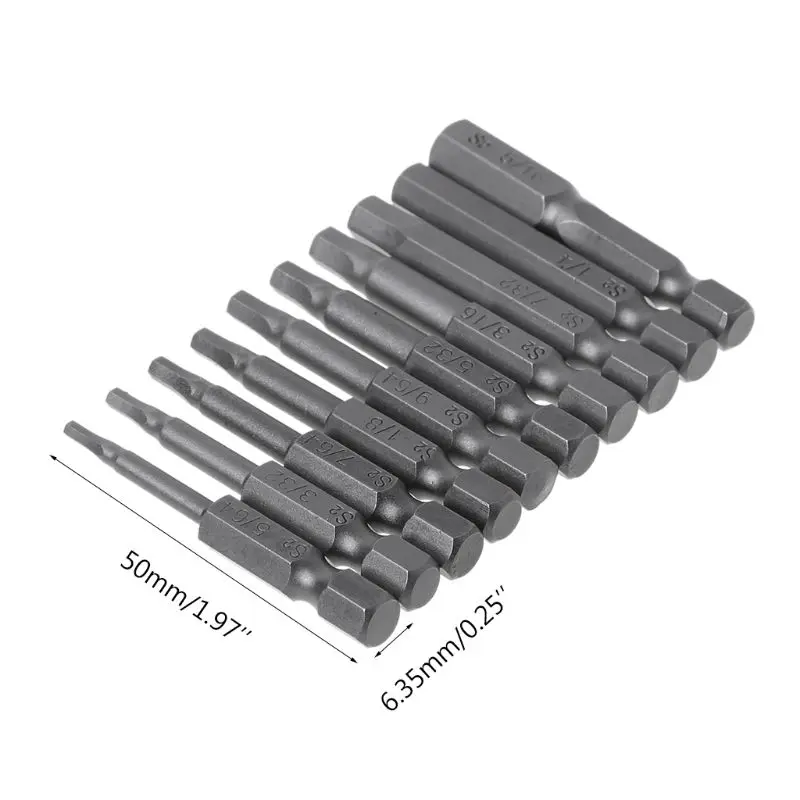 

2021 New 10pcs Magnetic Hexagon Screwdriver Bit S2 Steel 1/4 Inch Hex Shank Screw Drivers Set 50mm