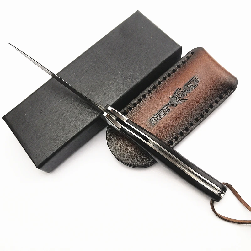 Складной нож Wolf FW04 складной клинок из Дамасского лезвия с деревянной ручкой для