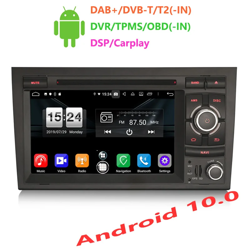 Erisin ES8738A 7 &quotAndroid 10 0 Восьмиядерный 4 Гб RAM автомобильный DVD плеер DSP Carplay для Audi A4 S4 RS4
