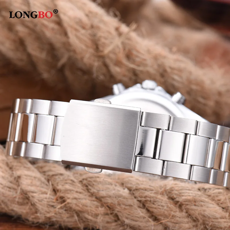 Longbo военные мужские часы из нержавеющей стали спортивные кварцевые с