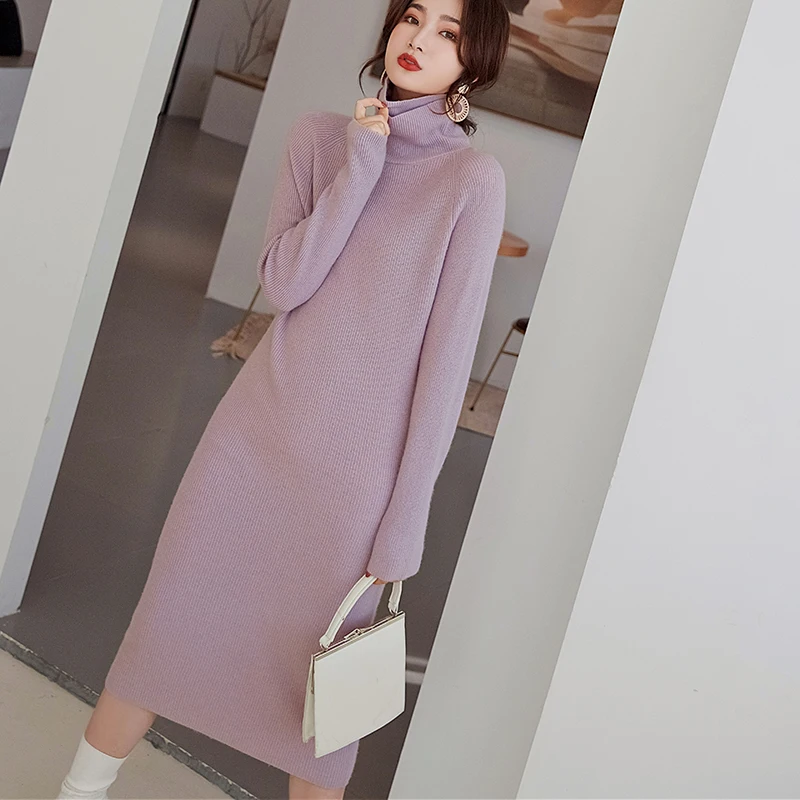 Высококачественные сверхдлинные платья для женщин 100% чистый кашемир вязаные