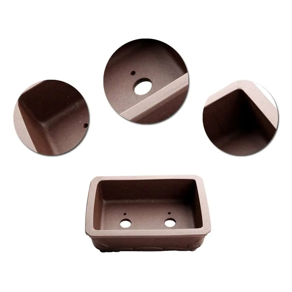 

Flower Pot Rectangular Chinese Yixing Zisha Shohin Cloud Feet Bonsai Training Pot Nursery Basin Planter For Garden Yard Balcony