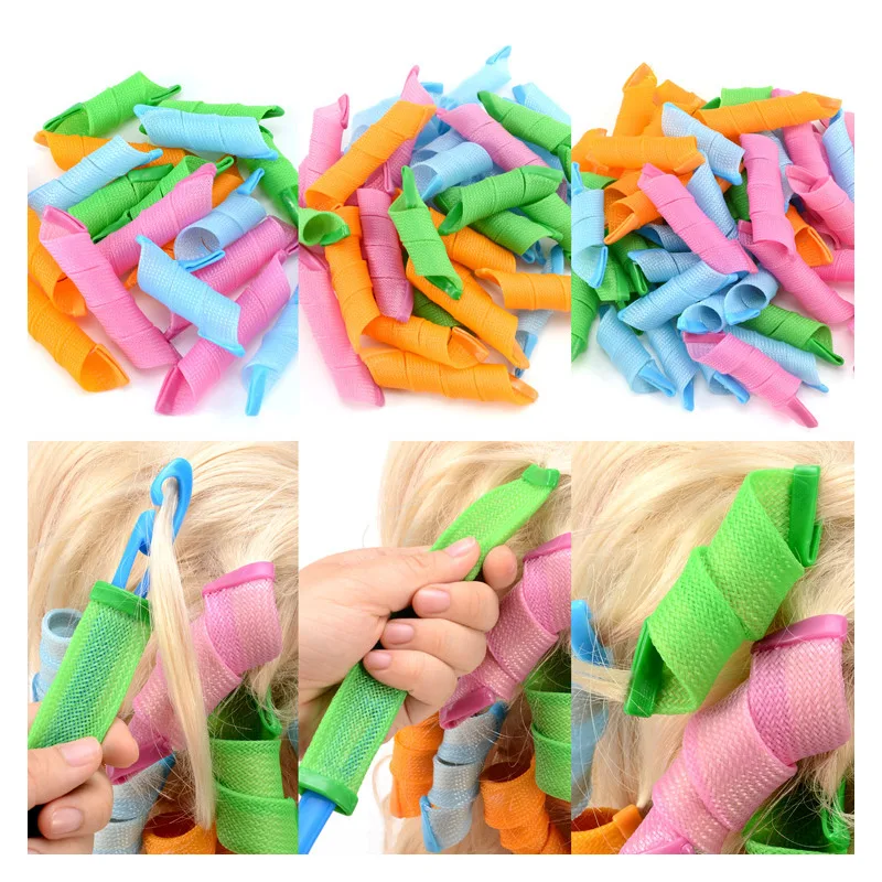 18 шт. щипцы для завивки волос из смолы волшебные бигуди портативные и 2 крючки