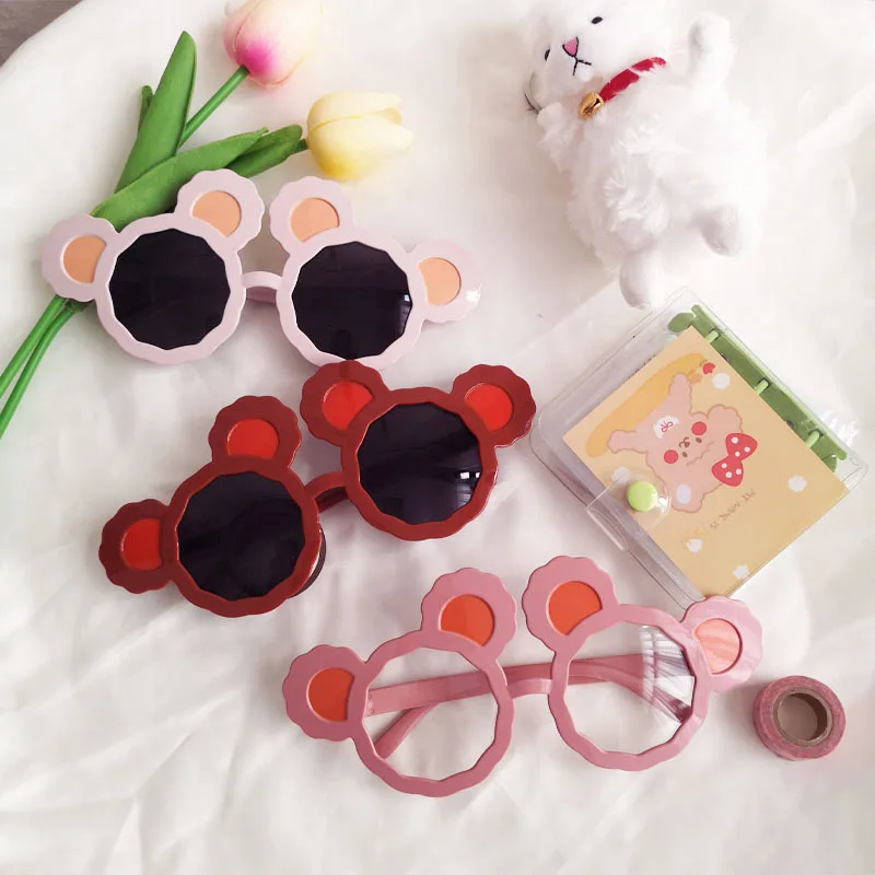 Милые детские солнцезащитные очки с медвежьими ушками Мультяшные модные круглые