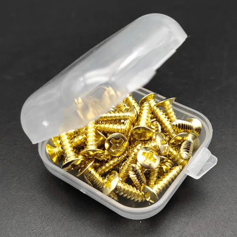 

50PCS Guitar Pickguard Scratchplate Screws With Box For ST Electric Guitar Bass Plate Mount Luthier Tool 12x3mm With Box