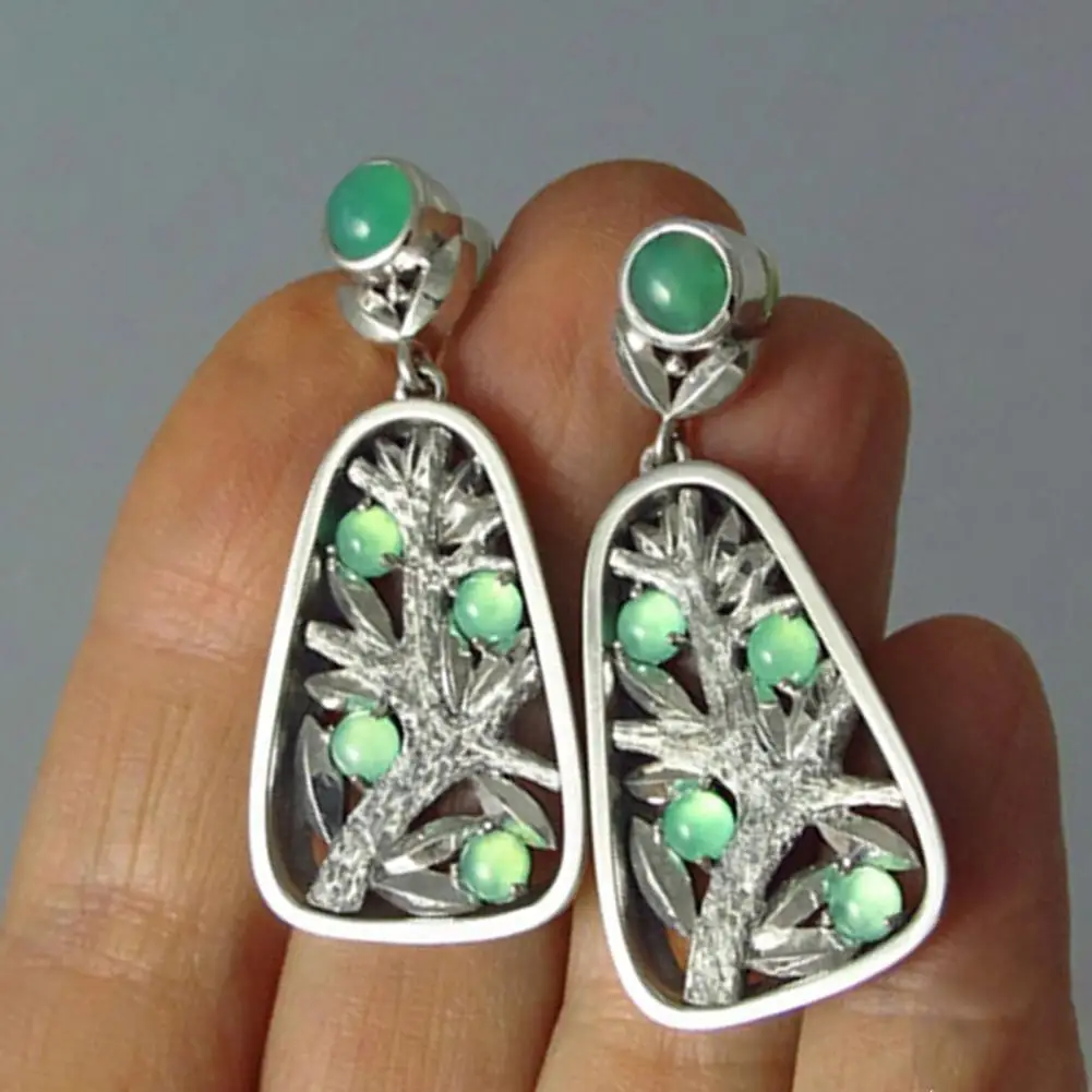 

Jewelry 1 Pair Stylish Faux Green Stone Tree Shape Earrings Earrings Dangle Earrings All Match for Dating